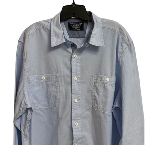 Nautica's Men's Light Blue Button Down Shirt Size XL Long Sleeve Cotton Soft - Picture 2 of 11